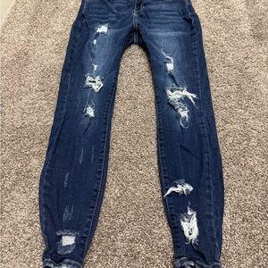 Cello Dark Blue Distressed Skinny Jeans